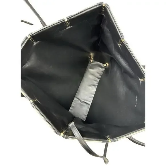 Peter Do Hinge Tote Bag Cotton Leather Trim Black White - Picture 2 of 9